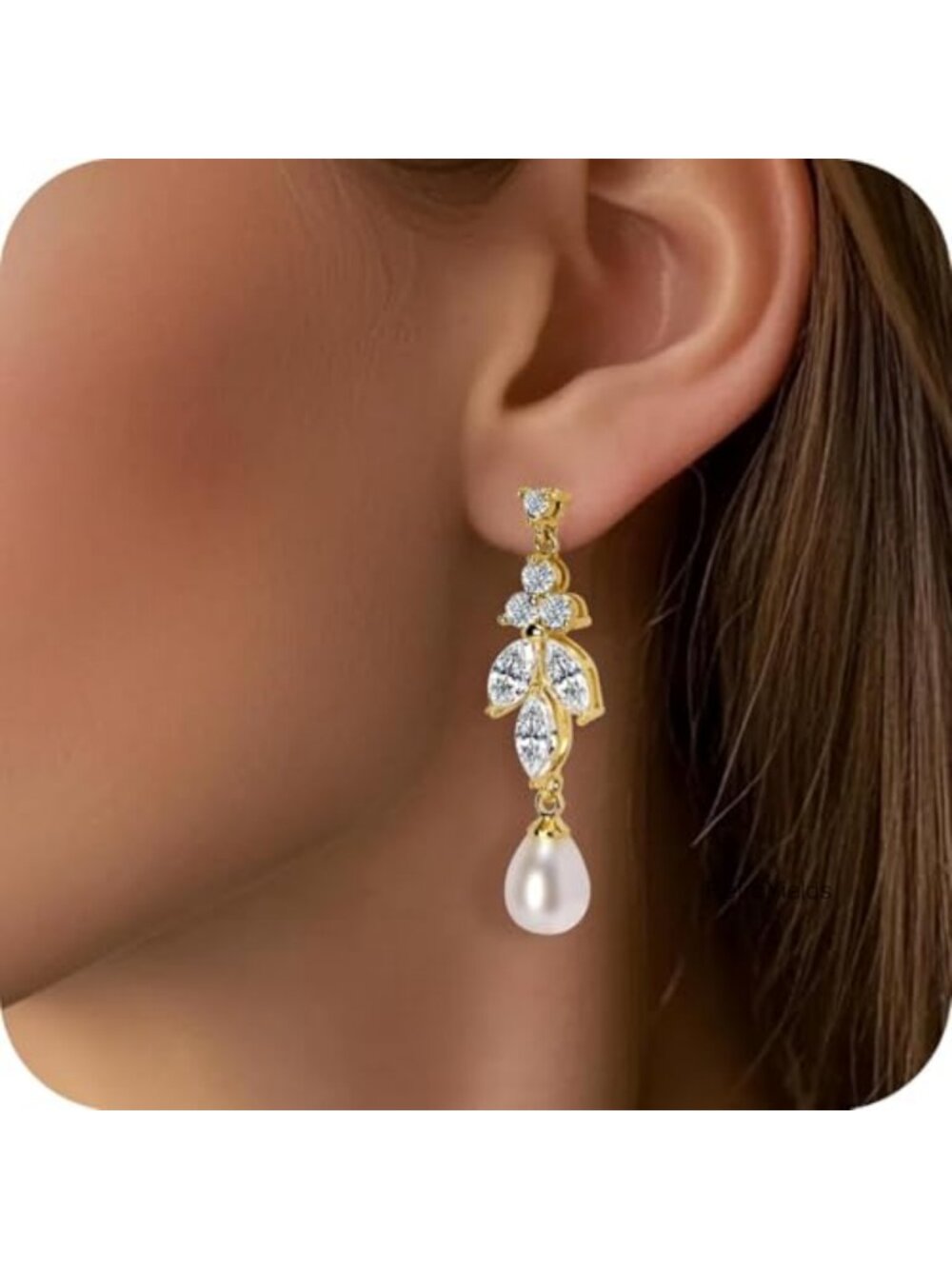 14k Gold Plated Pearl Drop Dangle Earrings for Women